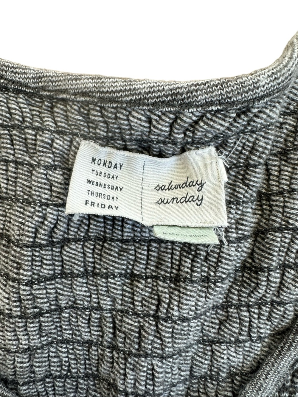 Saturday Sunday Anthro Heathered Gray Smocked Bodice Sleeveless Mini Dress - Picture 4 of 5